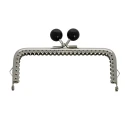 10.5 cm rectangular metal click clac ball purse clasp with coloured balls black