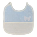 Polka dot piqué baby bib with bow and Aida insert
