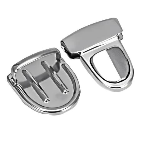 Satchel clasp with silver shield button for handmade bags