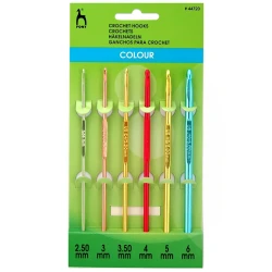 Set da 6 uncinetti Pony in alluminio colorato misure dal 2,50 al 6,0 - 44720 Pony