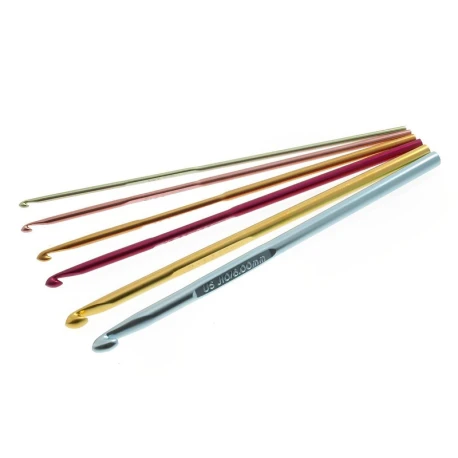 Set da 6 uncinetti Pony in alluminio colorato misure dal 2,50 al 6,0 - 44720 Pony