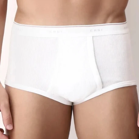 Cagi's ribbed cotton maxi briefs with front opening, item 1200