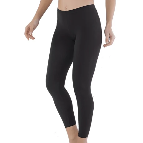Leggings estivo Jadea in cotone garzato elasticizzato coprente nero - 4192 Jadea