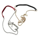 120cm silver chain bag strap with faux leather shoulder pad