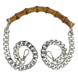 Shoulder strap handle in genuine natural bamboo and 60 cm chain on each side - MA121 Mas 2