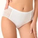 MIDI briefs with lace insert, mid-rise, in white organic cotton - Golden Lady underwear