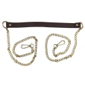Gold chain bag strap handle with faux leather shoulder section