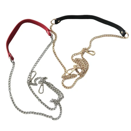 Manico a tracolla in ecopelle e catena oro in ottone da 60cm per lato - MA144 Mas