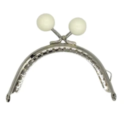Metal click clac ball purse clasp with coloured balls white
