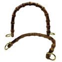Small semi-circular bag handles in natural bamboo with perpendicular gold hooks - MA120 Mas