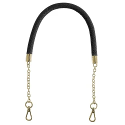 Bag handles in woven faux leather and metal chain with golden snap hooks - MA133 MAS 2
