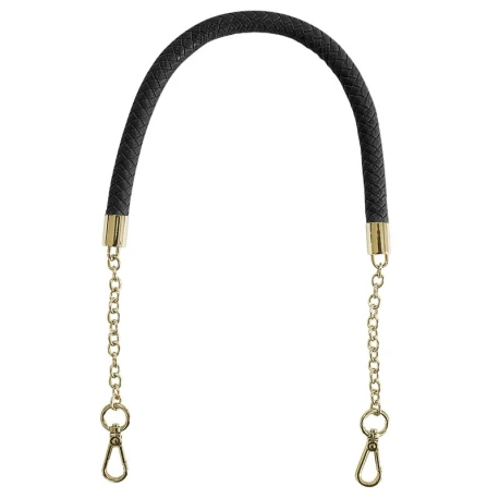 Bag handles in woven faux leather and metal chain with golden snap hooks - MA133 MAS