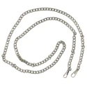 Chain shoulder strap with large, flattened silver metal links for bags and clutches