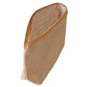 Multipurpose jute clutch bag with zip and gusset available in two sizes, large and small