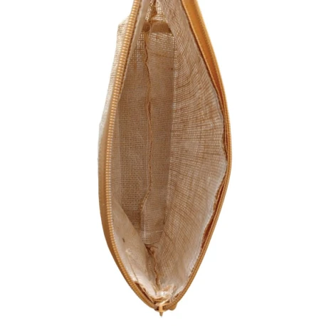 Multipurpose jute clutch bag with zip and gusset available in two sizes, large and small