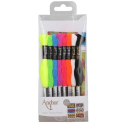 Anchor Neon fluorescent embroidery thread set of 8 skeins for modern cross-stitch 2