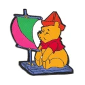 Winnie the Pooh in barca applicazione ricamata termoadesiva