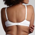 Wireless microfibre bra with floral lace and padded straps
