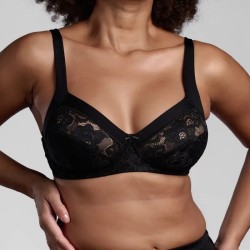 Wireless microfibre bra with floral lace and padded straps 2