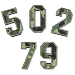 Military numbers embroidered thermoadhesive patch