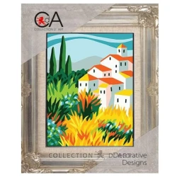 Tuscan hills landscape half-stitch kit - complete set with needle and threads - 3383K Collection D'Art!