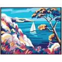 Kit Mezzopunto paesaggio mediterraneo con pino - set completo di ago e fili - 3378K Collection D'Art