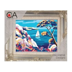 Mediterranean landscape half-stitch kit with pine tree - complete set with needle and threads - 3378K Collection D'Art 2