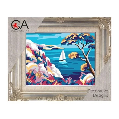 Kit Mezzopunto paesaggio mediterraneo con pino - set completo di ago e fili - 3378K Collection D'Art