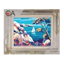 Kit Mezzopunto paesaggio mediterraneo con pino - set completo di ago e fili - 3378K Collection D'Art