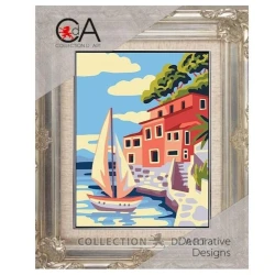 Mediterranean island landscape half-stitch kit - complete set with needle and threads - 3382K Collection D'Art 2