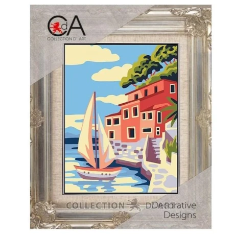 Kit Mezzopunto paesaggio isola mediterranea - set completo di ago e fili - 3382K Collection D'Art
