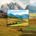 Kit Mezzopunto paesaggio vallata di montagna - set completo di ago e fili - 3381K Collection D'Art