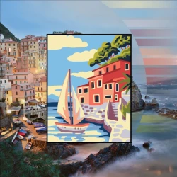 Mediterranean island landscape half-stitch kit - complete set with needle and threads - 3382K Collection D'Art