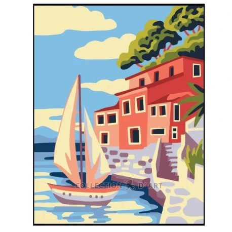 Kit Mezzopunto paesaggio isola mediterranea - set completo di ago e fili - 3382K Collection D'Art