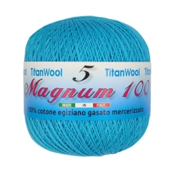 Filato per uncinetto Magnum N°8 Titan Wool 100% Cotone egiziano Makò - Turchese
