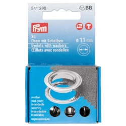 11mm diameter decorative eyelets with silver washers - 541390Prym