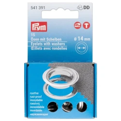Decorative eyelets, 14mm diameter with silver washers - 541391Prym