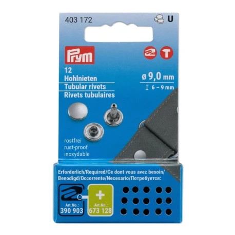 Large tubular rivets Ø 9mm for use on materials 6-9 mm thick - 403172Prym