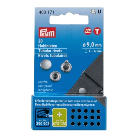 9 mm tubular rivets for use on materials 4–6 mm thick - 403171Prym