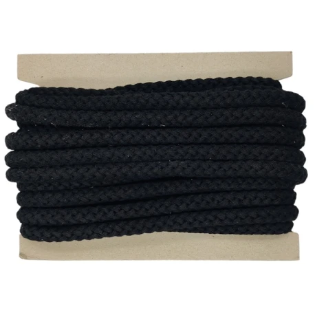Braided Cotton Cord Ø 12 mm for making handles and shoulder straps for bags - colour black