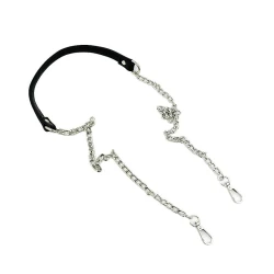 Manico a tracolla in ecopelle e catena argento in ottone da 60cm per lato - MA144S Mas