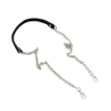 Manico a tracolla in ecopelle e catena argento in ottone da 60cm per lato - MA144S Mas