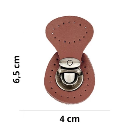 Ready-to-sew round faux leather folder closure in rust colour
