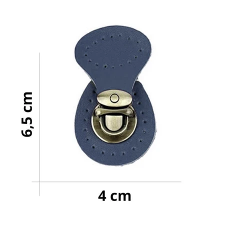 Ready-to-sew round faux leather folder closure in blue colour