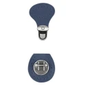 Ready-to-sew round faux leather folder closure in blue colour