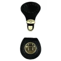 Ready-to-sew round faux leather folder closure in black