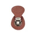 Ready-to-sew round faux leather folder closure in rust colour