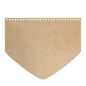 Patella bag shape with triangular tip in light beige faux leather 22 x 18 cm