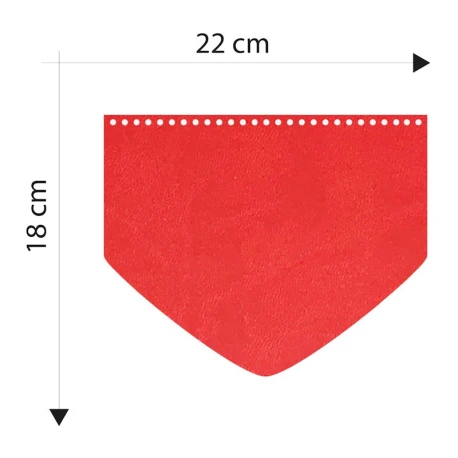 Patella bag shape with triangular tip in red faux leather 22 x 18 cm