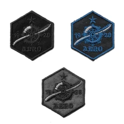 Hexagonal airplane embroidered iron-on appliqué patch